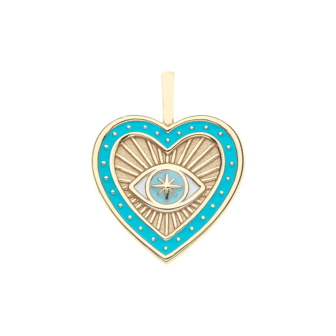 PROTECT Evil Eye Enamel Heart Pendant in Turquoise sold by Jane Win