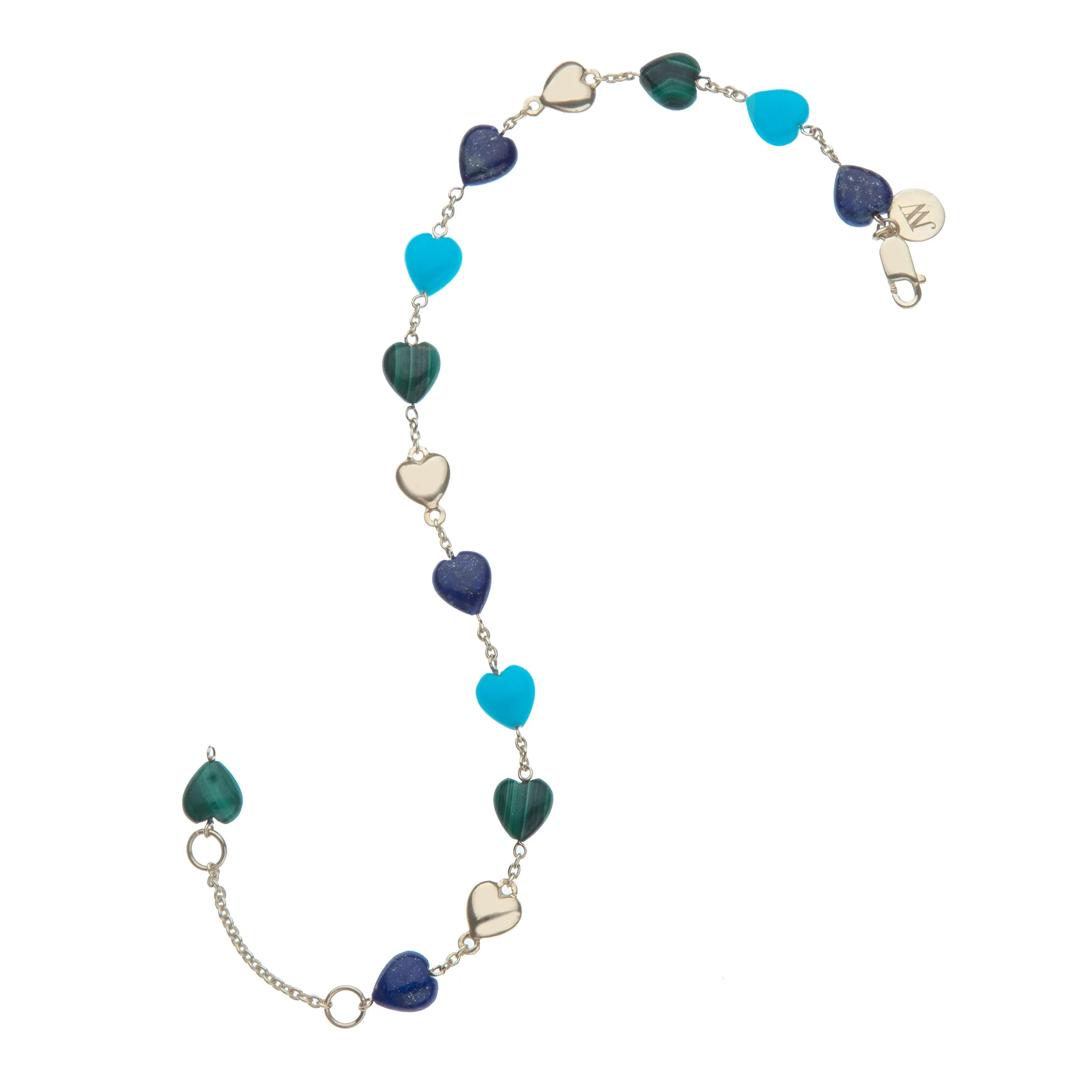 LOVE Carved Multi Stone and Gold Heart Bracelet sold by Jane Win product image thumbnail 3