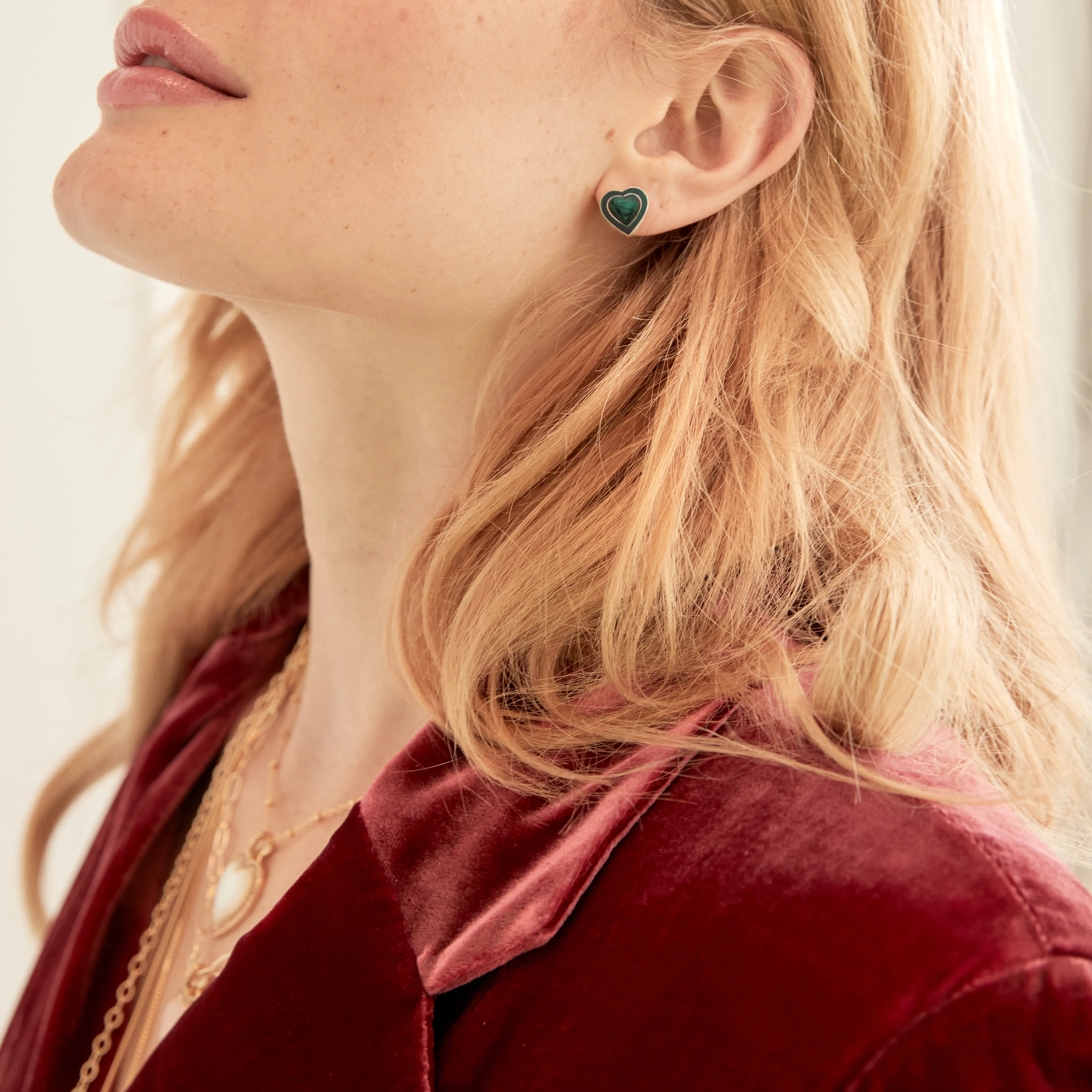 LOVE Petite Enchanted Heart Earrings in Malachite sold by Jane Win product image thumbnail 3