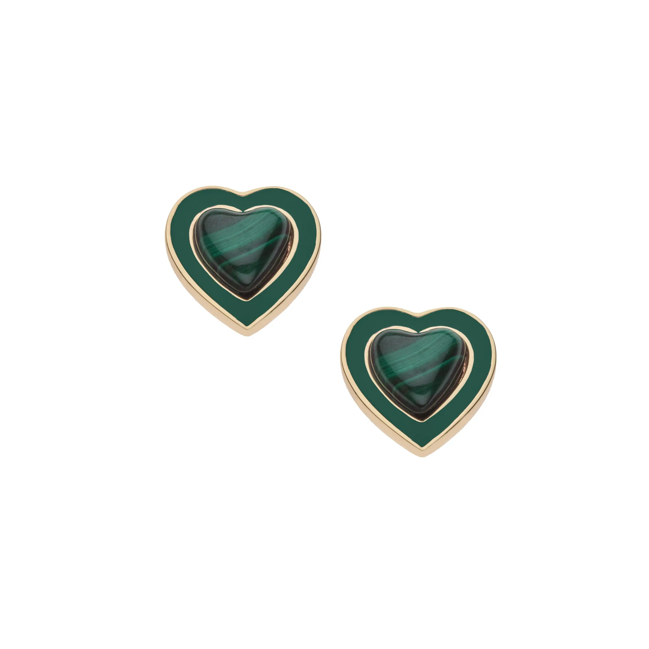 LOVE Petite Enchanted Heart Earrings in Malachite sold by Jane Win