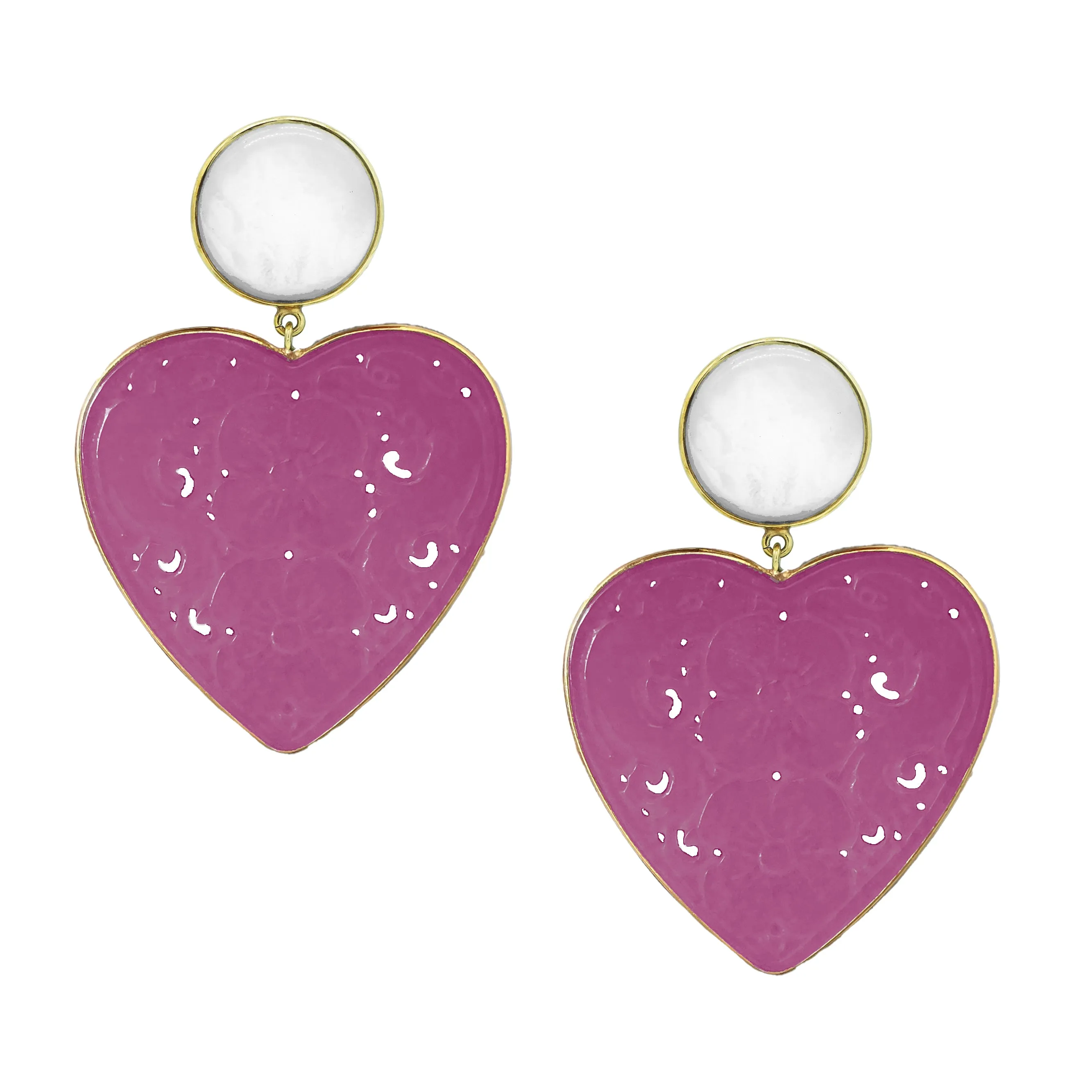 LOVE Fuchsia Carved Agate Earrings sold by Jane Win