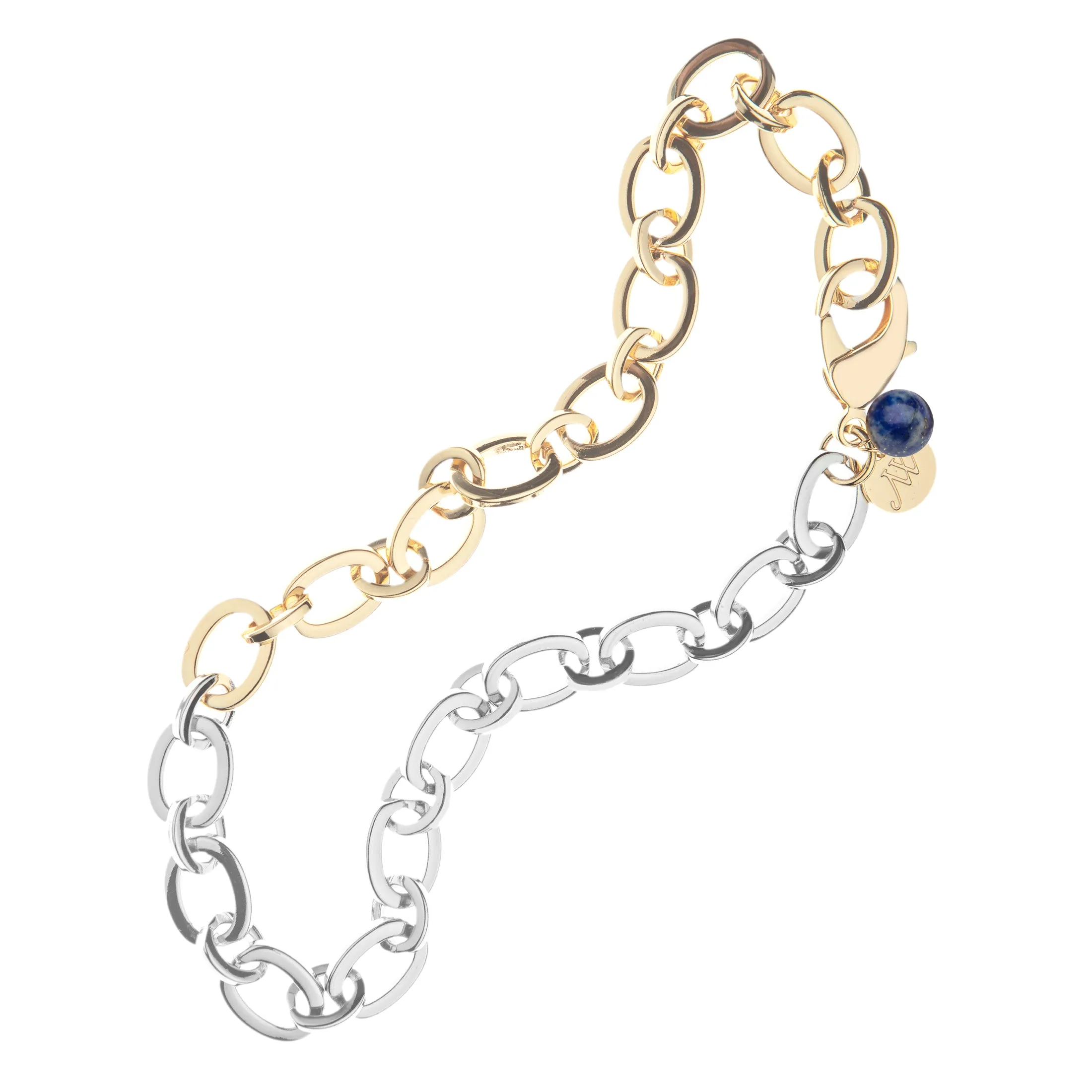 Two-tone Chunky Link Chain with Lapis Bead SALE sold by Jane Win product image thumbnail 3