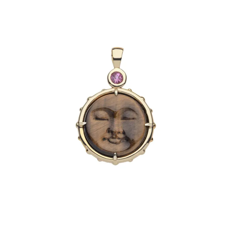 FOREVER Moon and Back Face Pendant in Tiger's Eye SALE sold by Jane Win