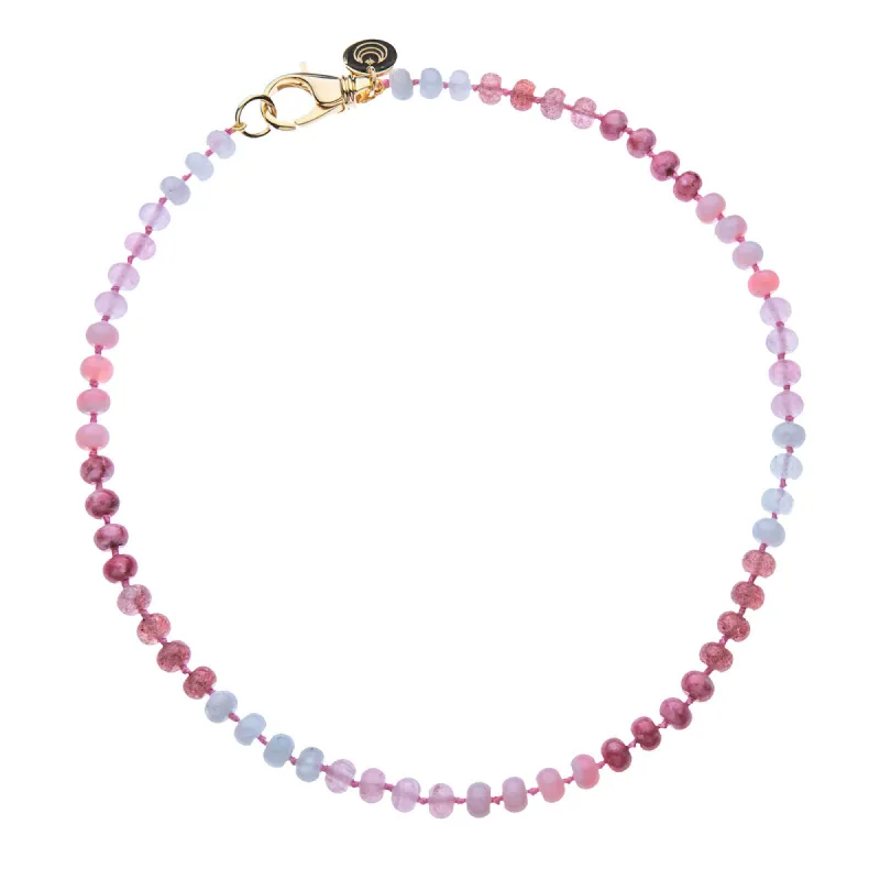 Pink Ombre Carved Stone Beaded Necklace sold by Jane Win