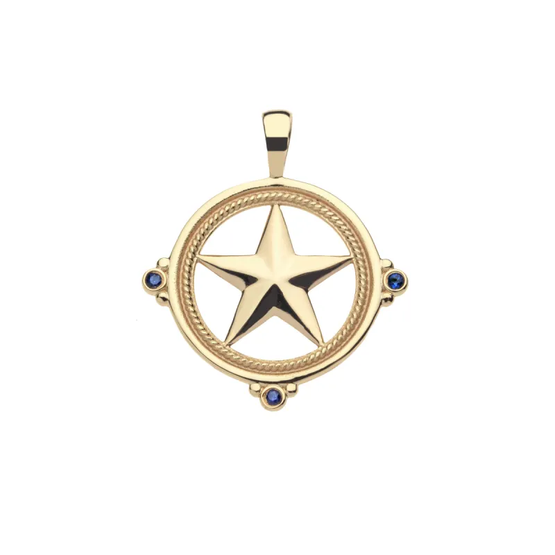 Texas JW Star Cutout Pendant with Blue Sapphires sold by Jane Win
