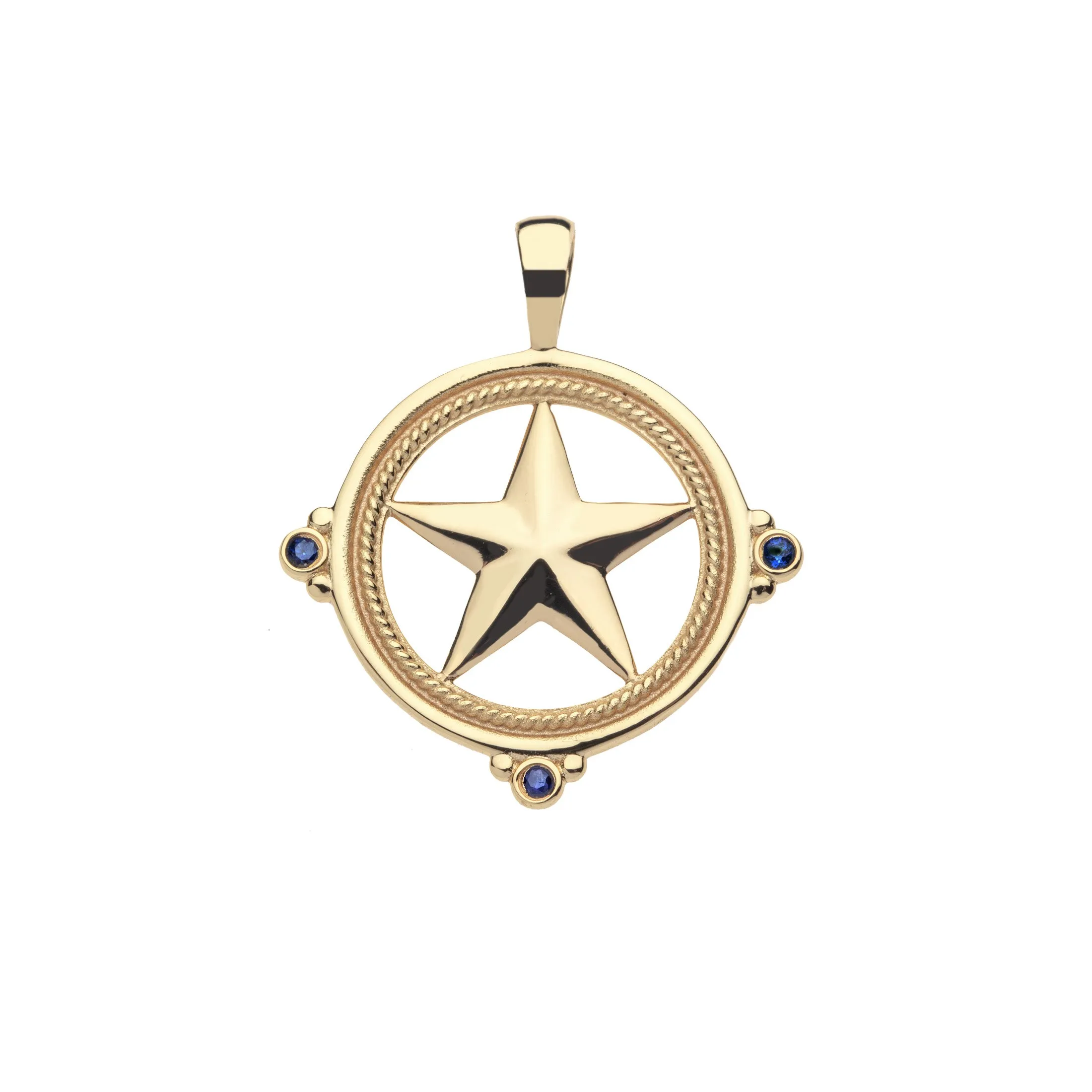 Texas JW Star Cutout Pendant with Blue Sapphires sold by Jane Win