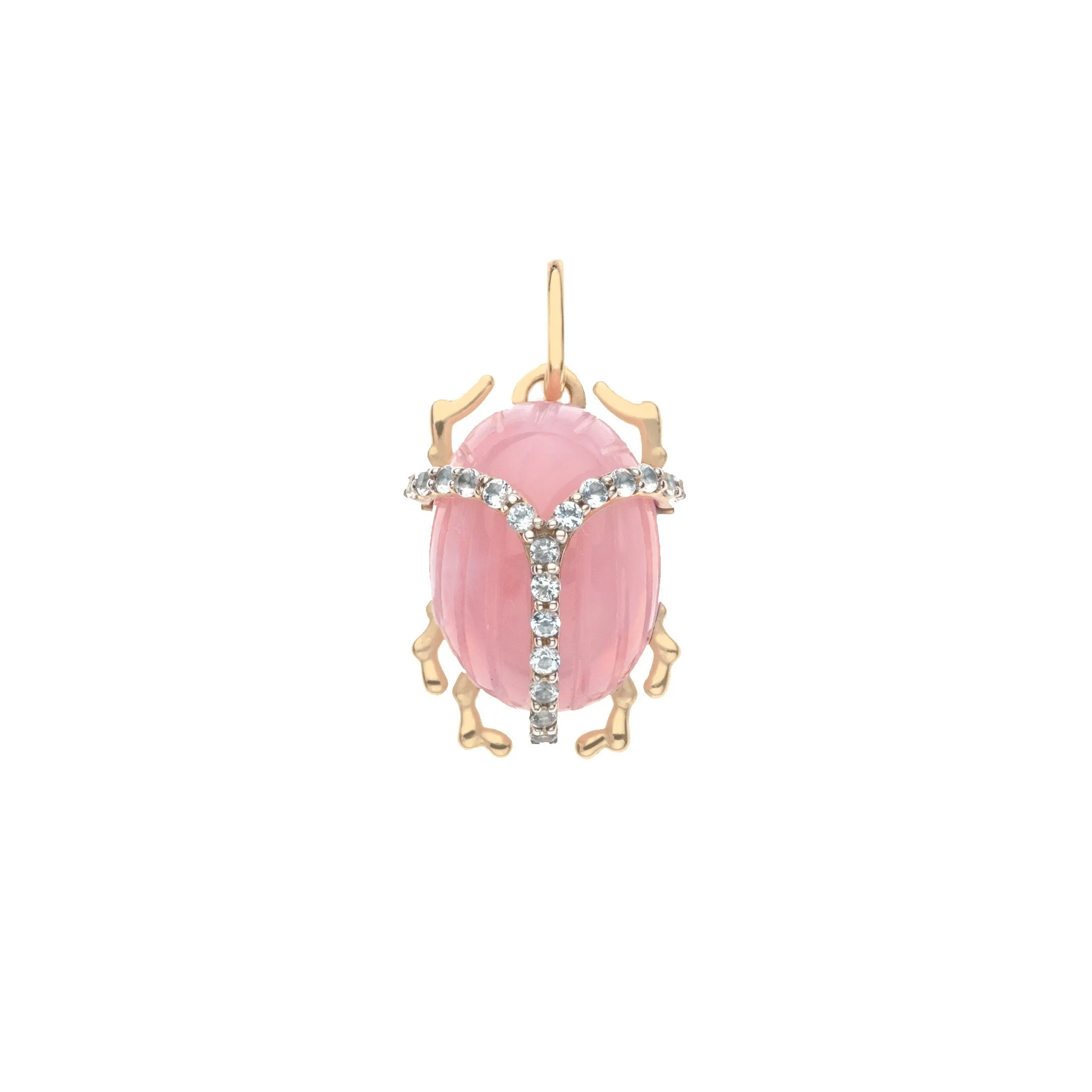 PROTECT Pink Jade Scarab Pendant in Solid Gold sold by Jane Win