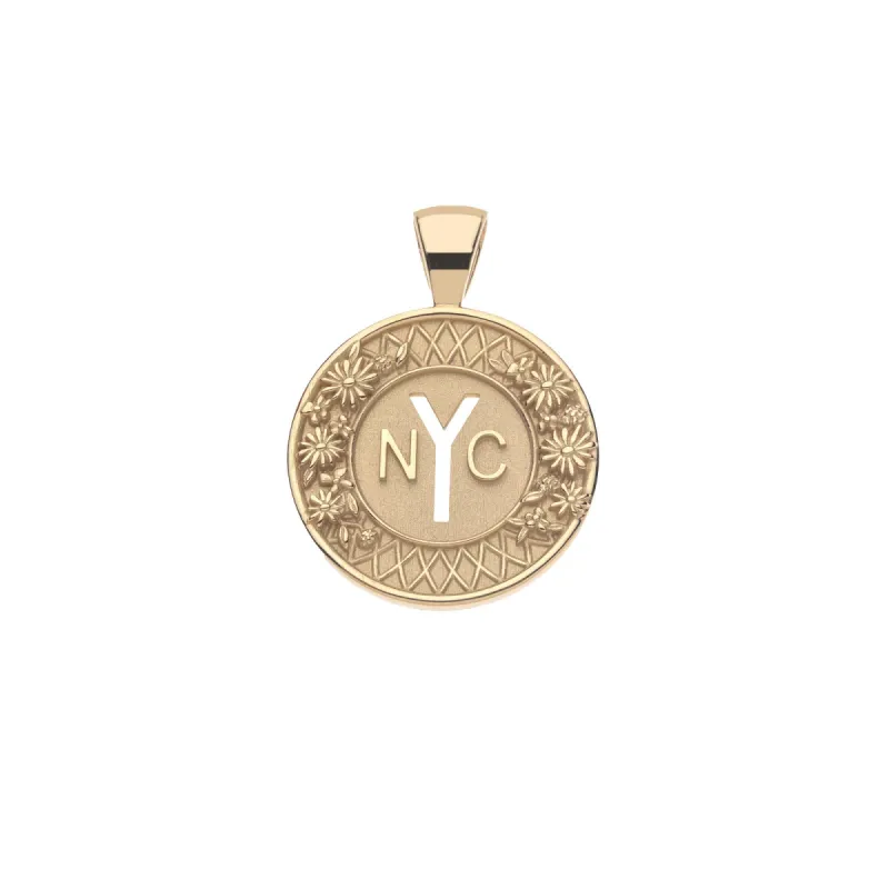 JW x Lewis Miller NYC Small Pendant Coin in 14k Gold sold by Jane Win