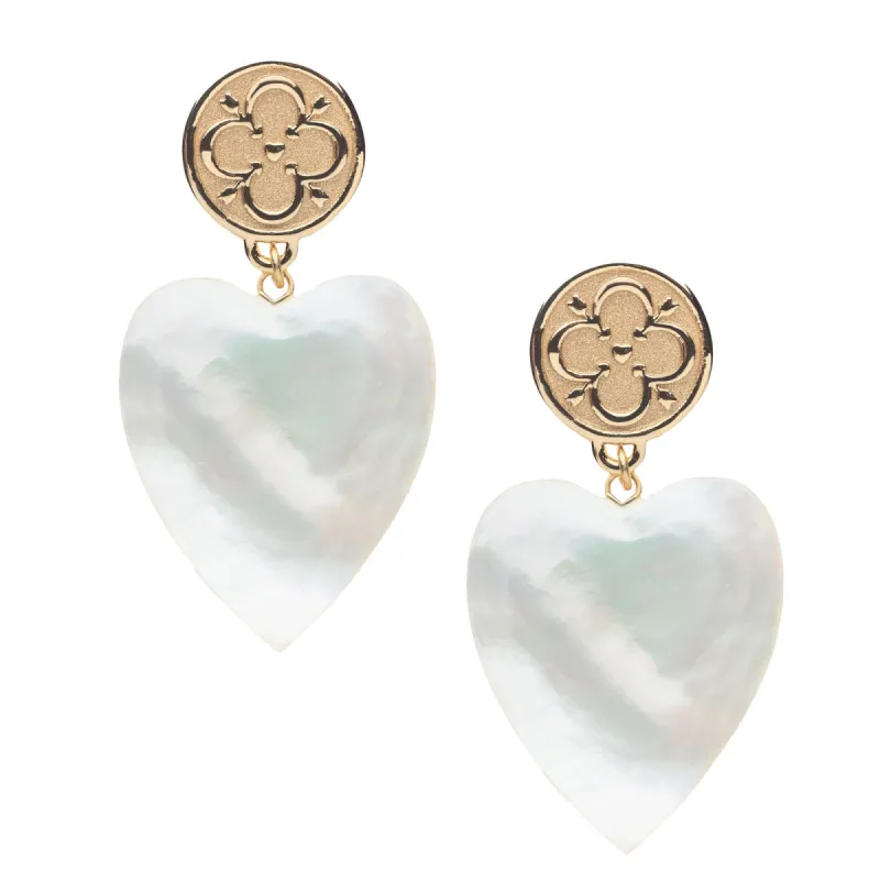 LOVE Carry Your Heart Earrings in Mother of Pearl sold by Jane Win