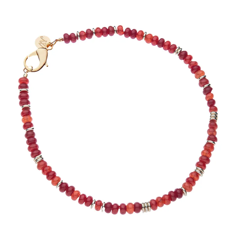 Gumdrop Beaded Necklace in Red Agate sold by Jane Win