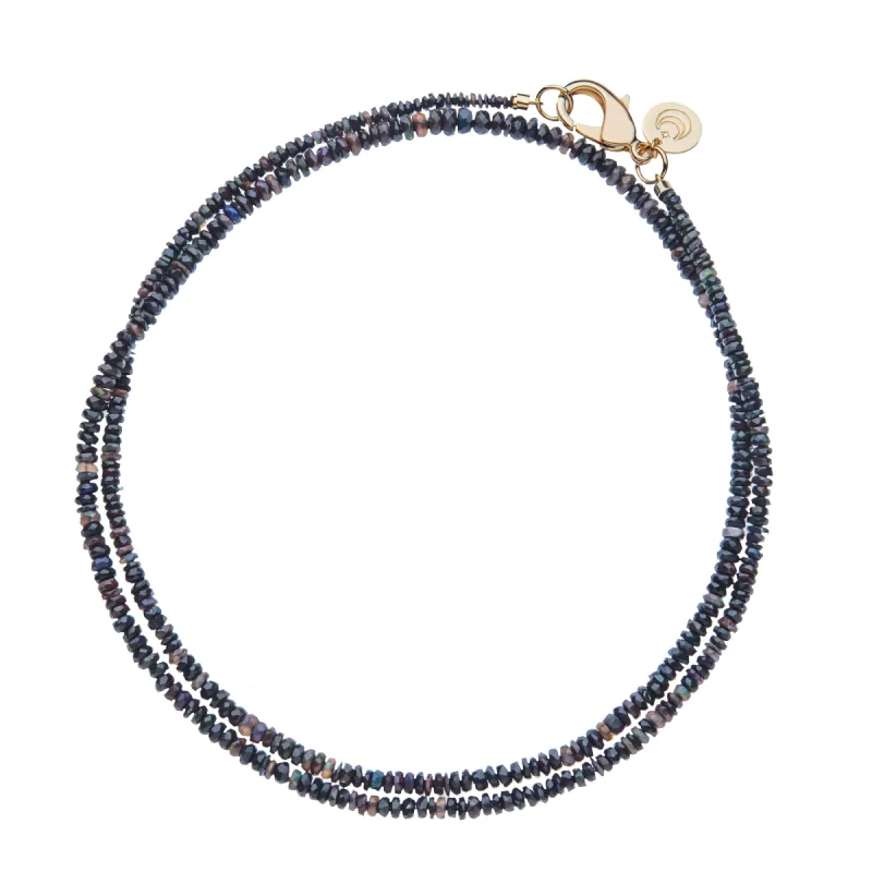 Double Wrap Diamond Cut Beaded Necklace in Black Opal SALE sold by Jane Win
