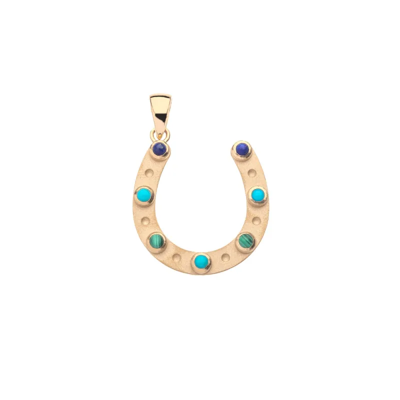 LUCKY Count Your Wishes Horseshoe in Solid Gold with Multicolored Stones sold by Jane Win