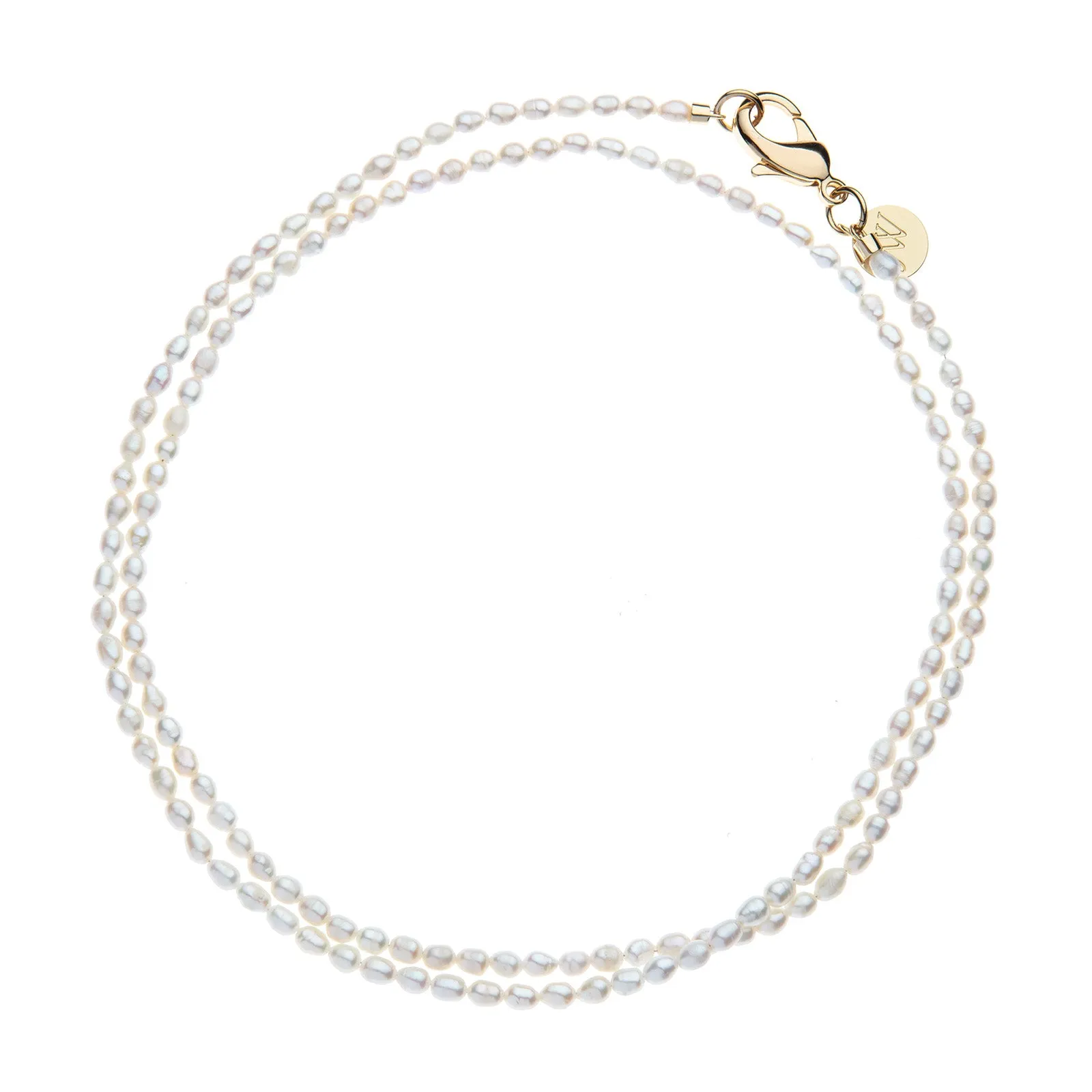 Double Wrap Rice Pearl Necklace in White sold by Jane Win