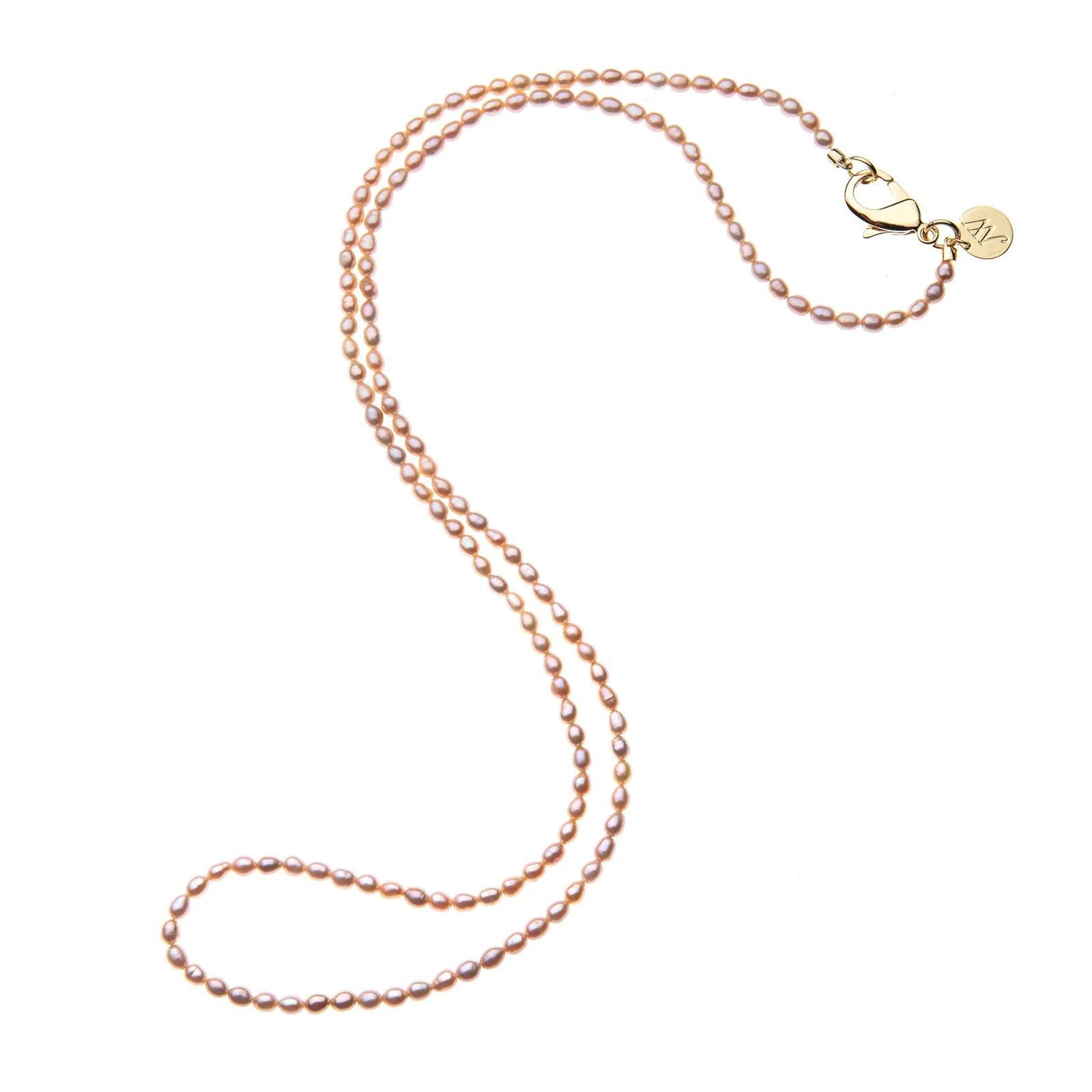 Double Wrap Rice Pearl Necklace in Pink sold by Jane Win product image thumbnail 4