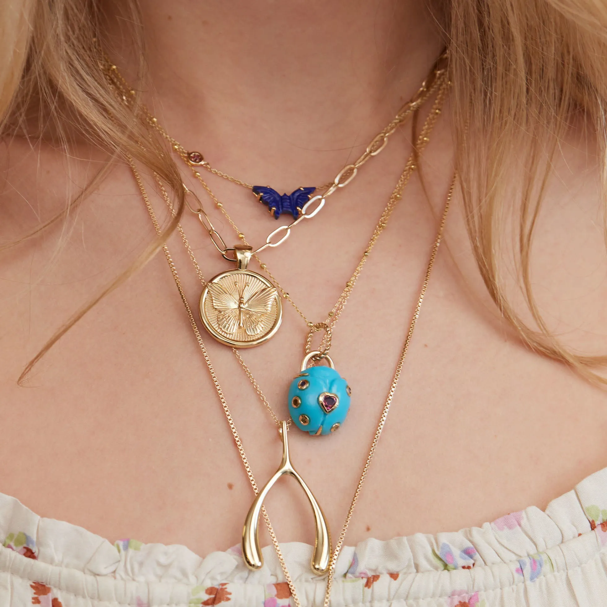 LUCKY Turquoise Ladybug Pendant in Solid Gold sold by Jane Win product image thumbnail 3