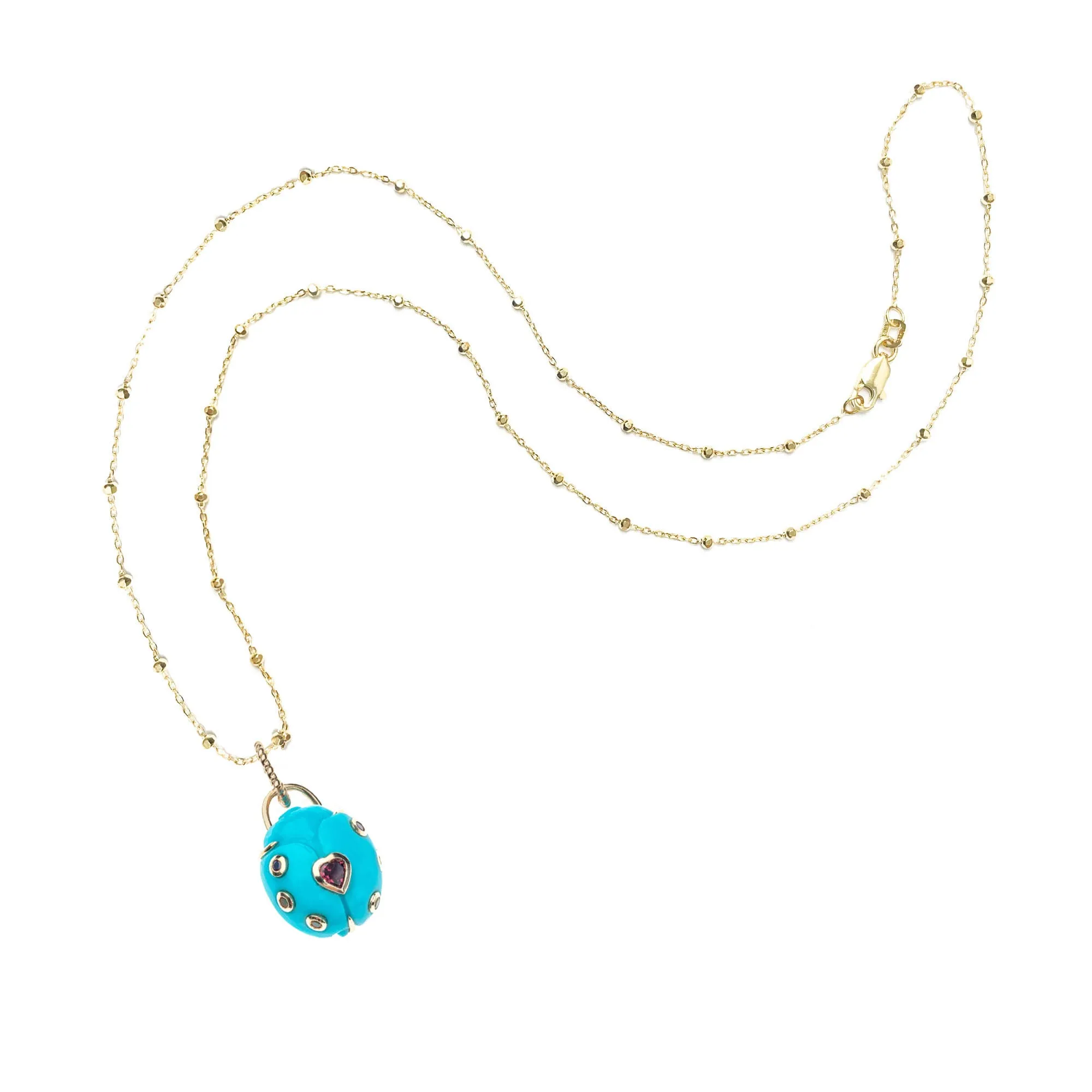 LUCKY Turquoise Ladybug Pendant in Solid Gold sold by Jane Win product image thumbnail 5
