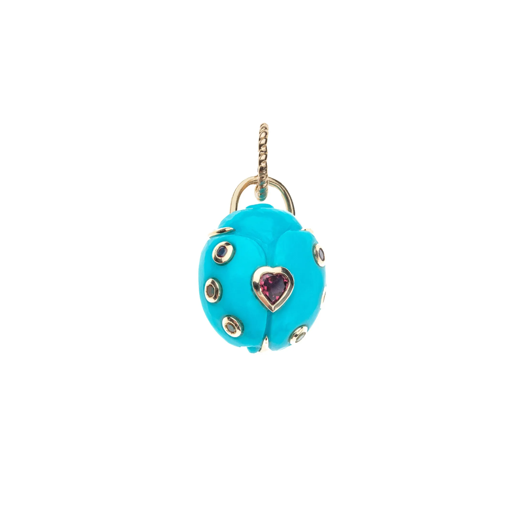 LUCKY Turquoise Ladybug Pendant in Solid Gold sold by Jane Win