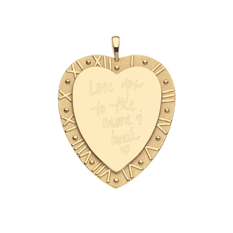 LOVE Across All Time Heart Pendant: Limited Edition Handwritten Engraving sold by Jane Win