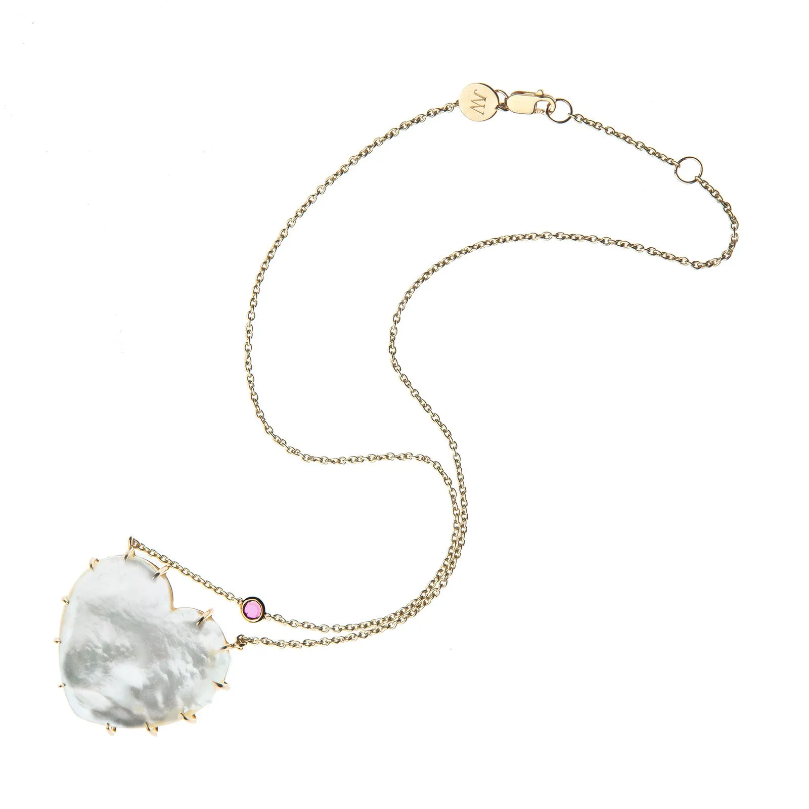 LOVE Spotlight Mother of Pearl Carved Heart Necklace with Gold Setting sold by Jane Win product image thumbnail 3