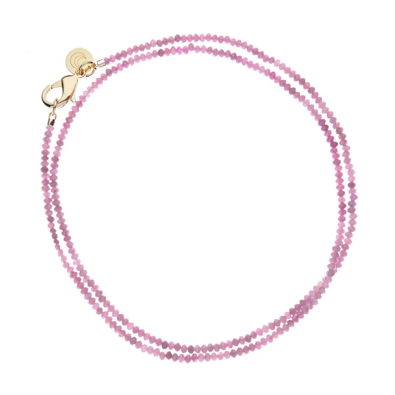 Double Wrap Diamond Cut Beaded Necklace in Pink Tourmaline sold by Jane Win