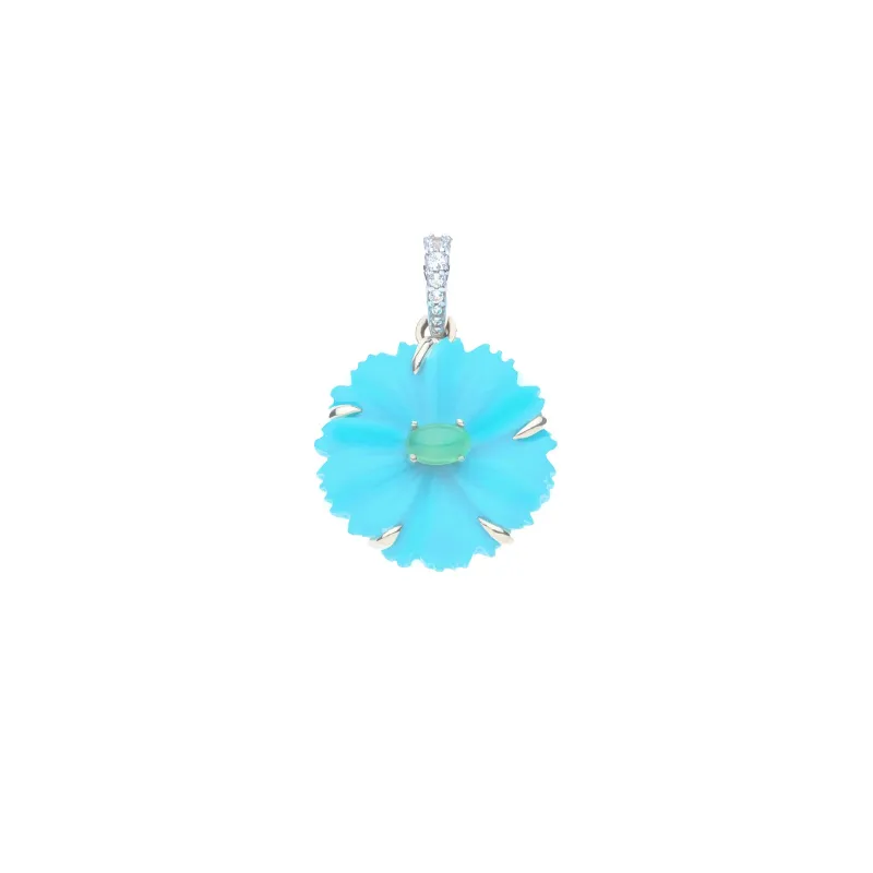 JOY Turquoise Cherry Blossom Pendant in Solid Gold sold by Jane Win