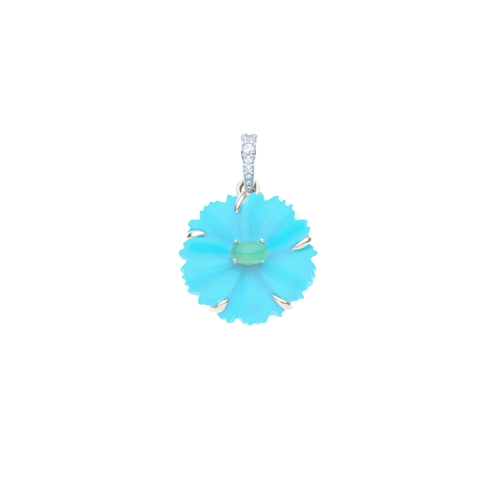 JOY Turquoise Cherry Blossom Pendant in Solid Gold sold by Jane Win