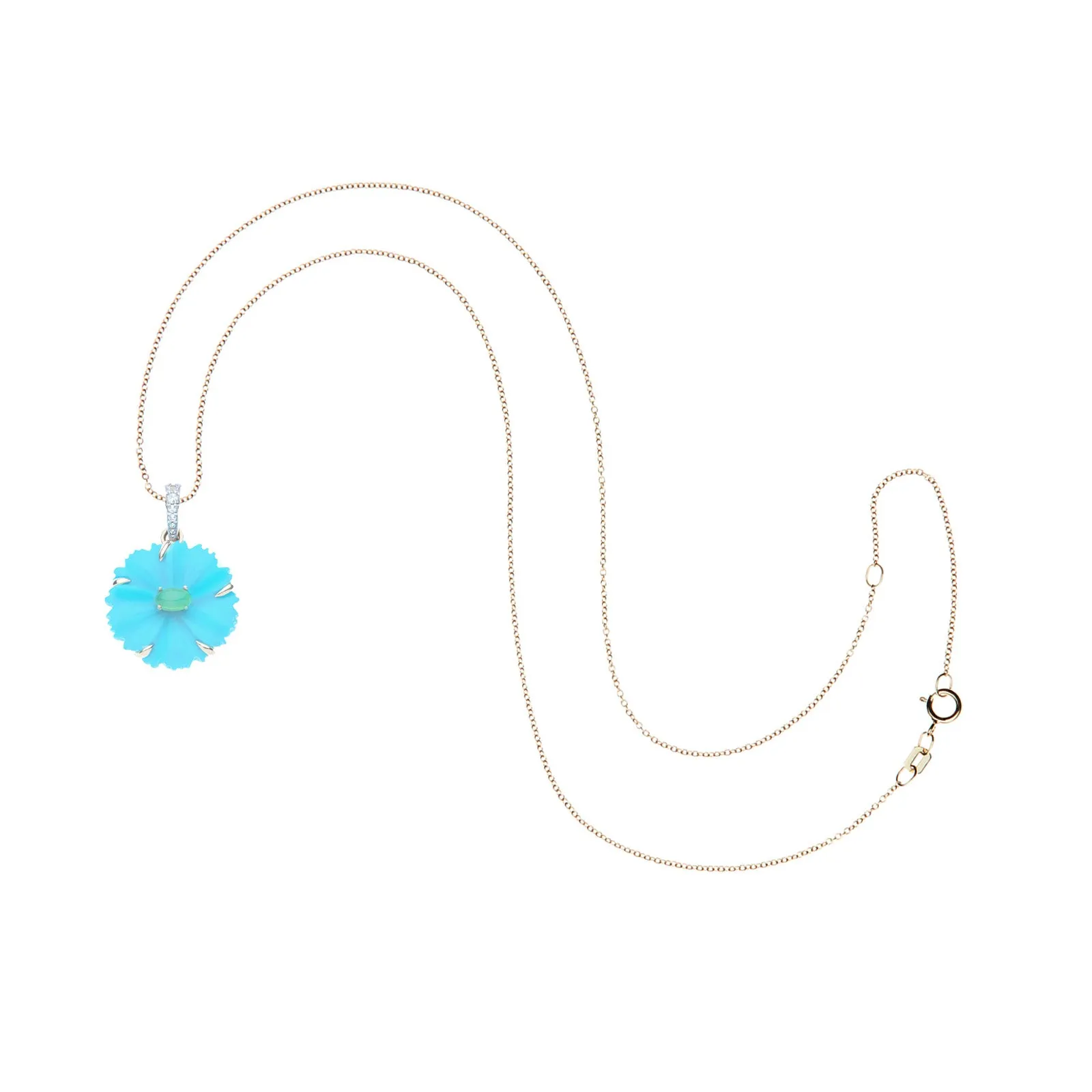 JOY Turquoise Cherry Blossom Pendant in Solid Gold sold by Jane Win product image thumbnail 5