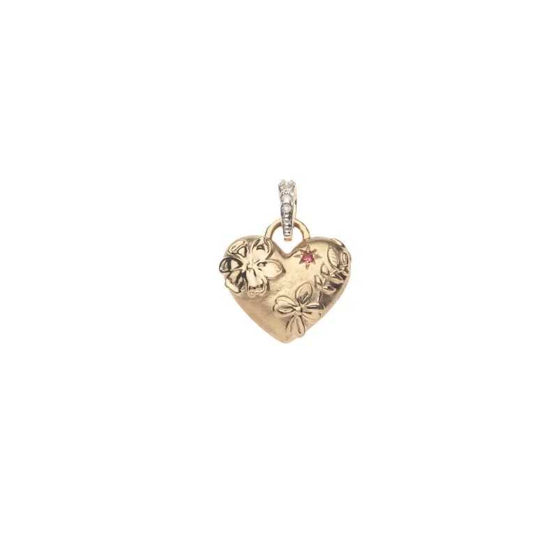 JOY Garden Party Dogwood Heart Pendant in Solid Gold sold by Jane Win