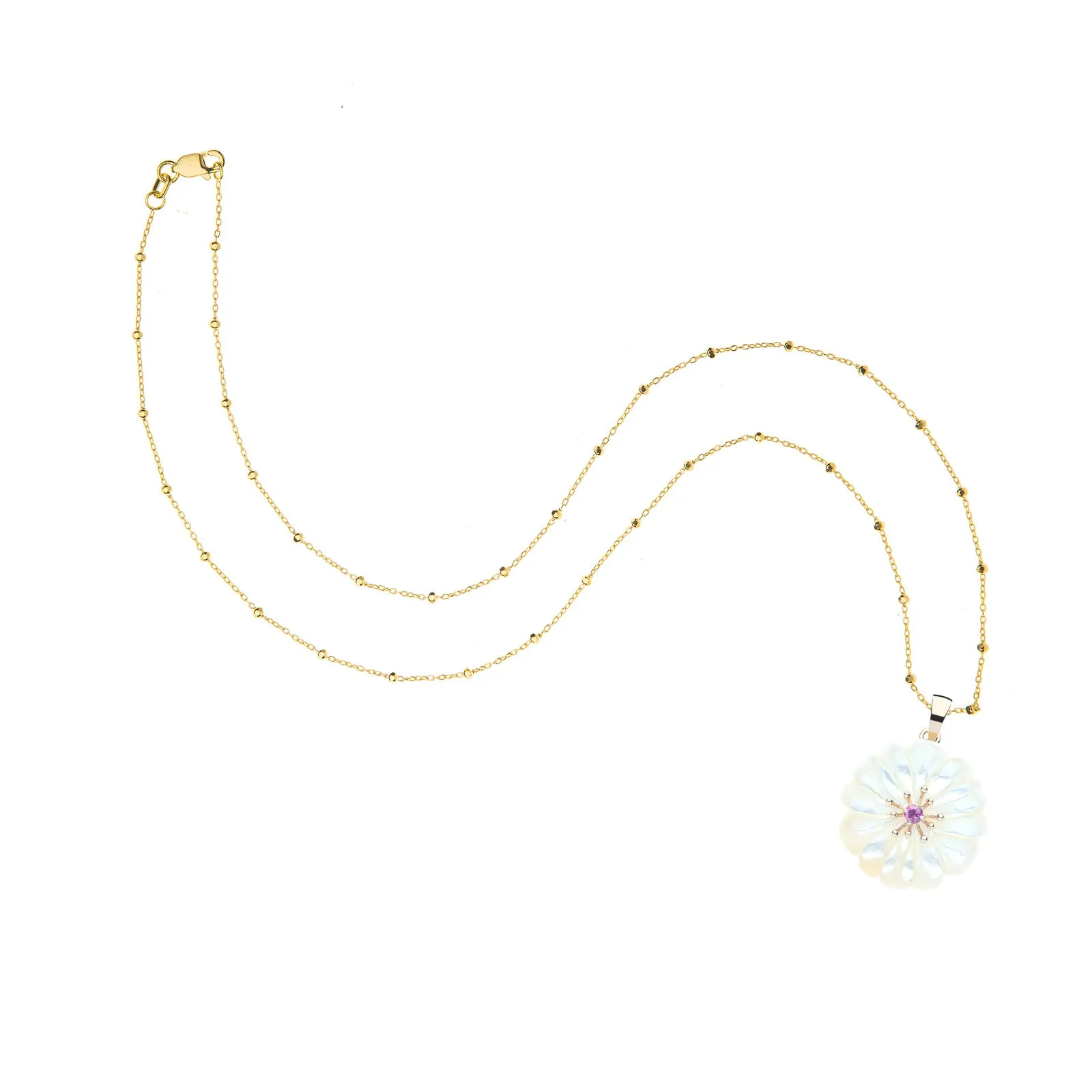 JOY Mother of Pearl Carved Daisy Pendant in Solid Gold SALE sold by Jane Win product image thumbnail 5