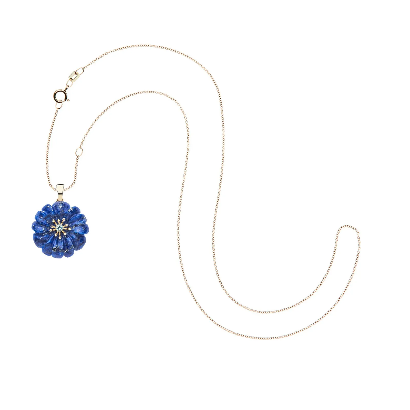 JOY Lapis Carved Daisy Pendant in Solid Gold sold by Jane Win product image thumbnail 5
