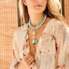 JOY Lapis Carved Daisy Pendant in Solid Gold sold by Jane Win