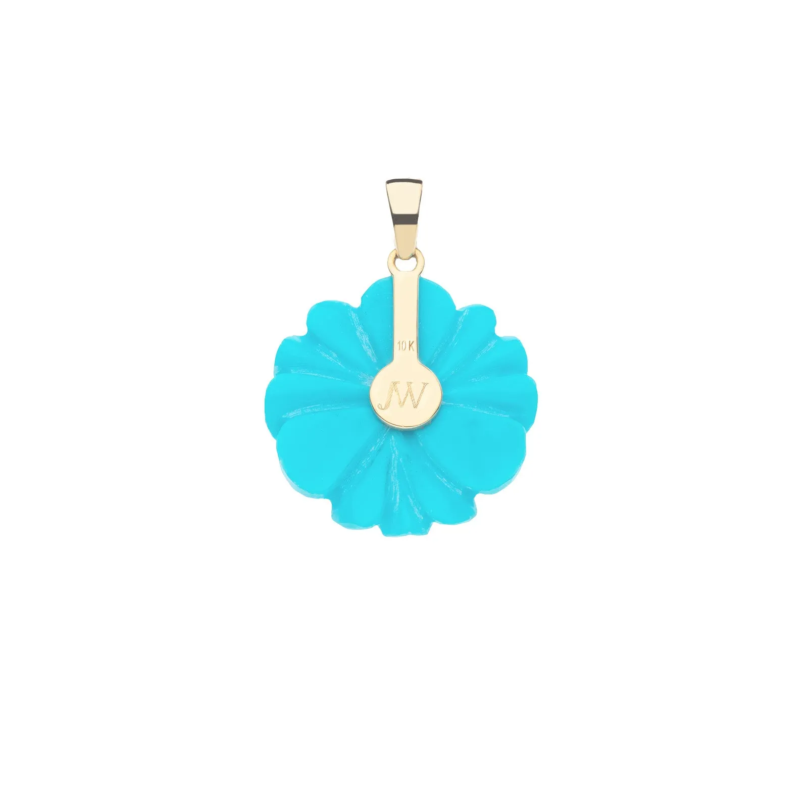 JOY Turquoise Carved Daisy Pendant in Solid Gold sold by Jane Win product image thumbnail 2