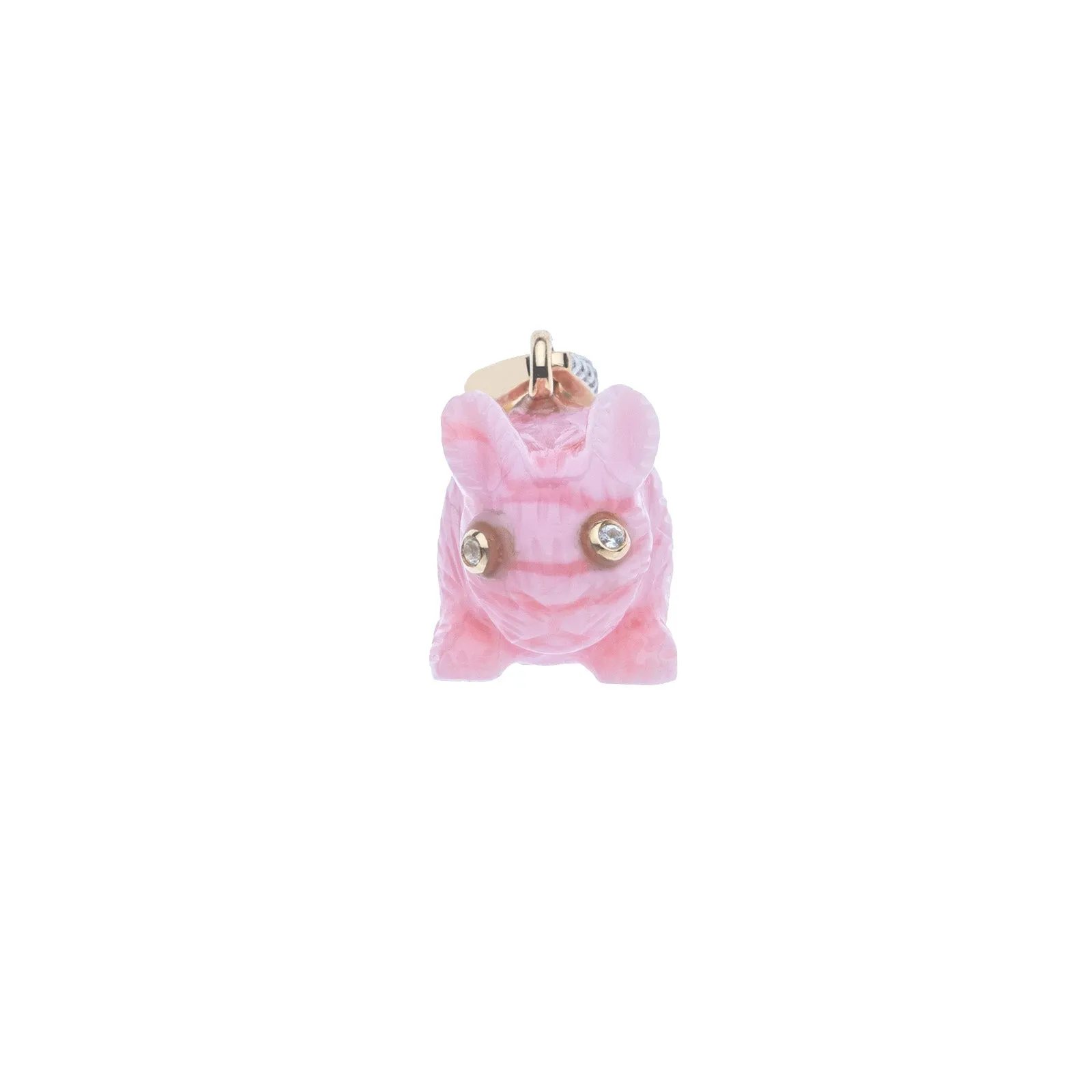 LUCKY Pink Jade Carved Rabbit in Solid Gold sold by Jane Win product image thumbnail 2