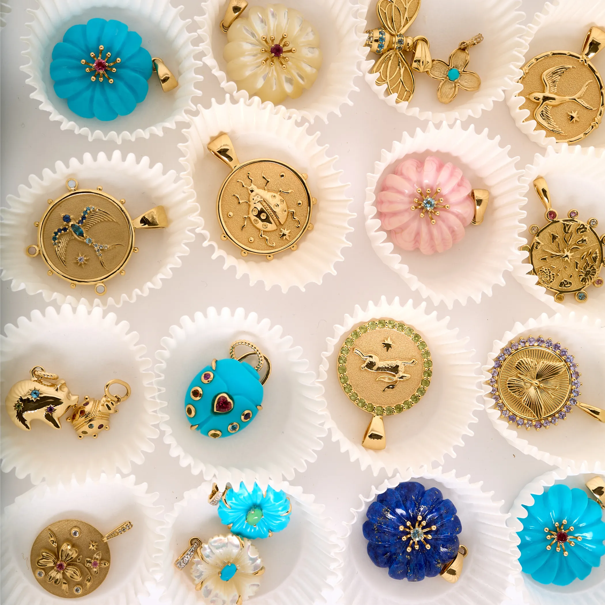 JOY Swallow Embellished Small Pendant Coin in Solid Gold sold by Jane Win product image thumbnail 4