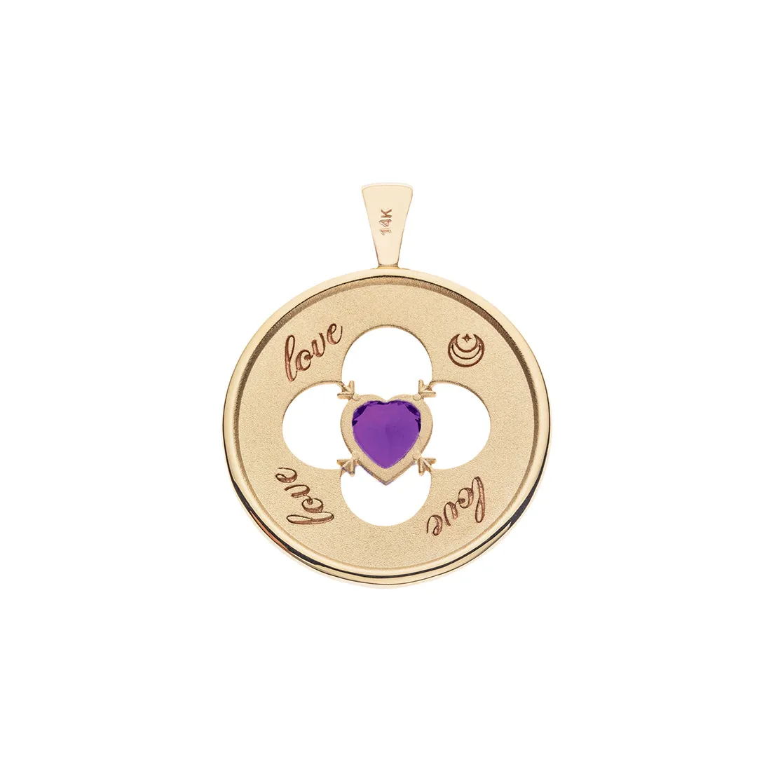 LOVE 14k Amethyst Quatrefoil Coin Pendant sold by Jane Win product image thumbnail 3