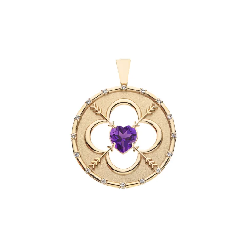 LOVE 14k Amethyst Quatrefoil Coin Pendant sold by Jane Win