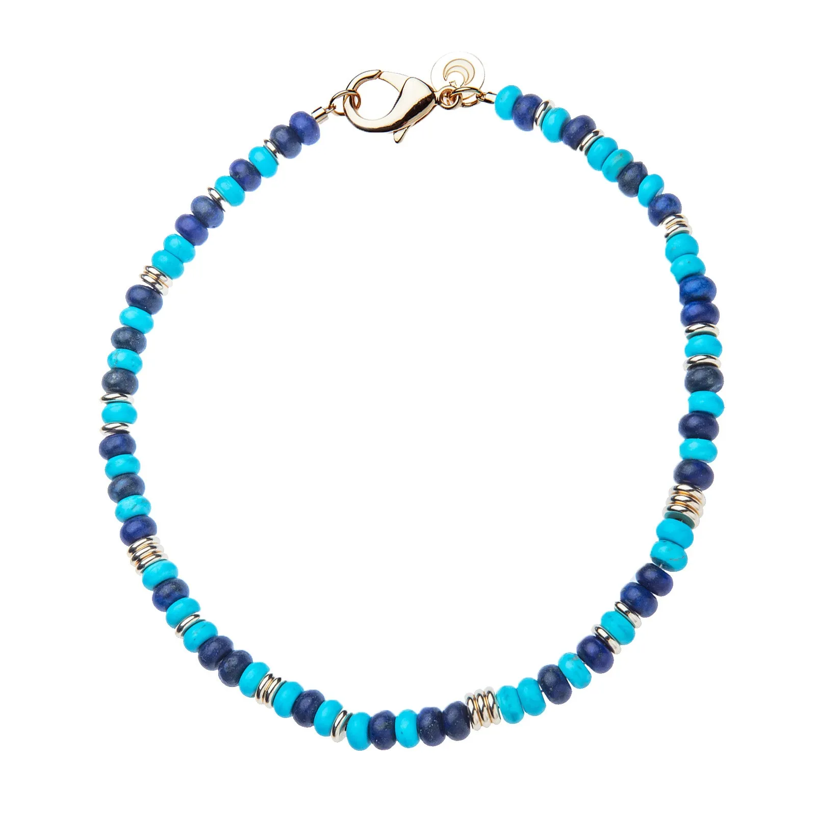 Gumdrop Beaded Necklace in Lapis and Turquoise Mix sold by Jane Win