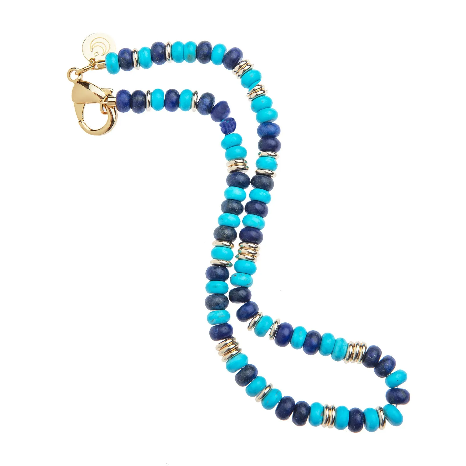 Gumdrop Beaded Necklace in Lapis and Turquoise Mix sold by Jane Win product image thumbnail 4