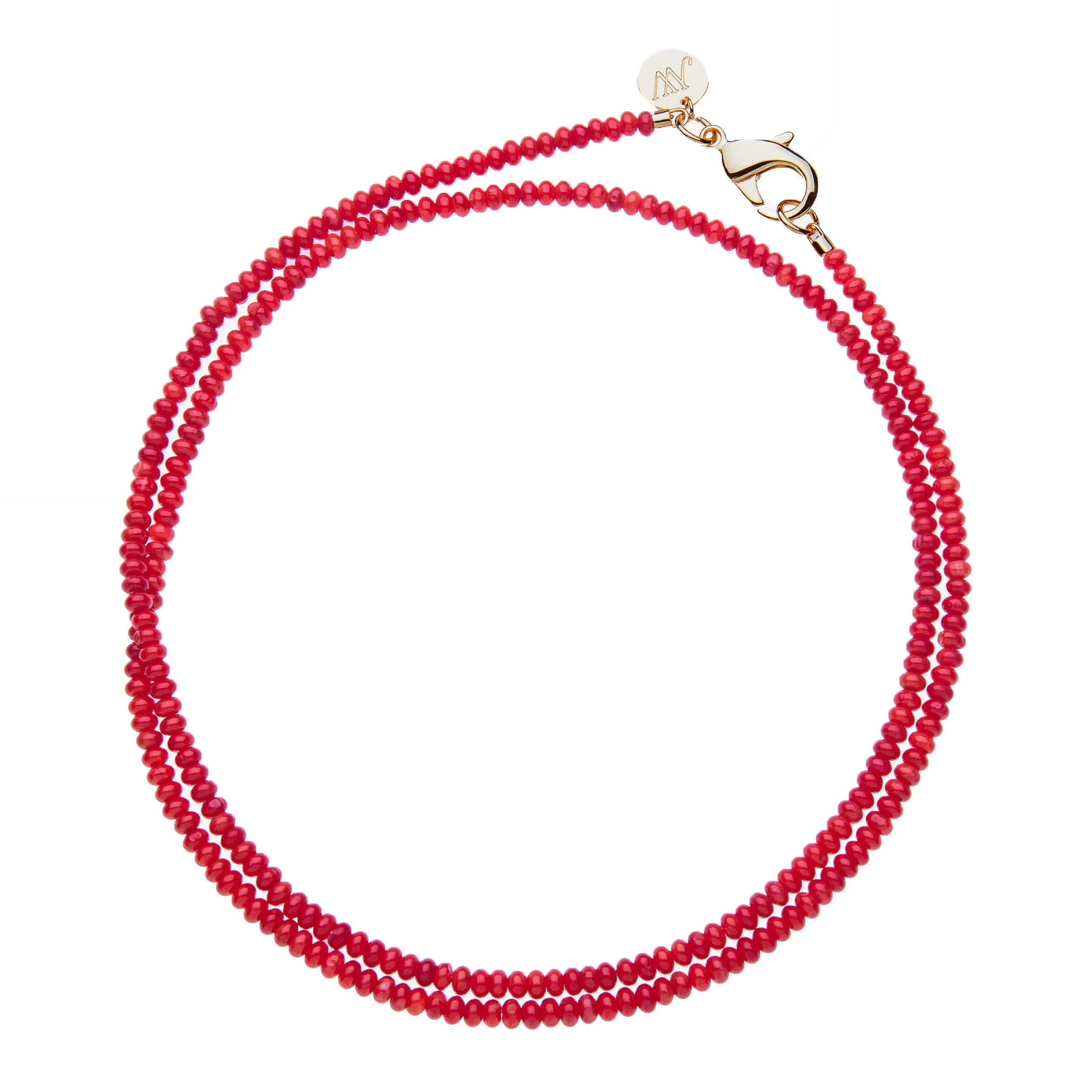 Double Wrap Beaded Necklace in Carmine Coral sold by Jane Win