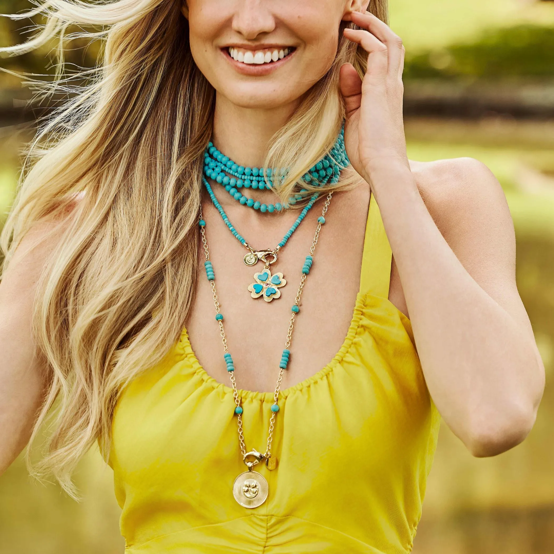 Jewel Box Carved Turquoise Station Necklace sold by Jane Win product image thumbnail 2