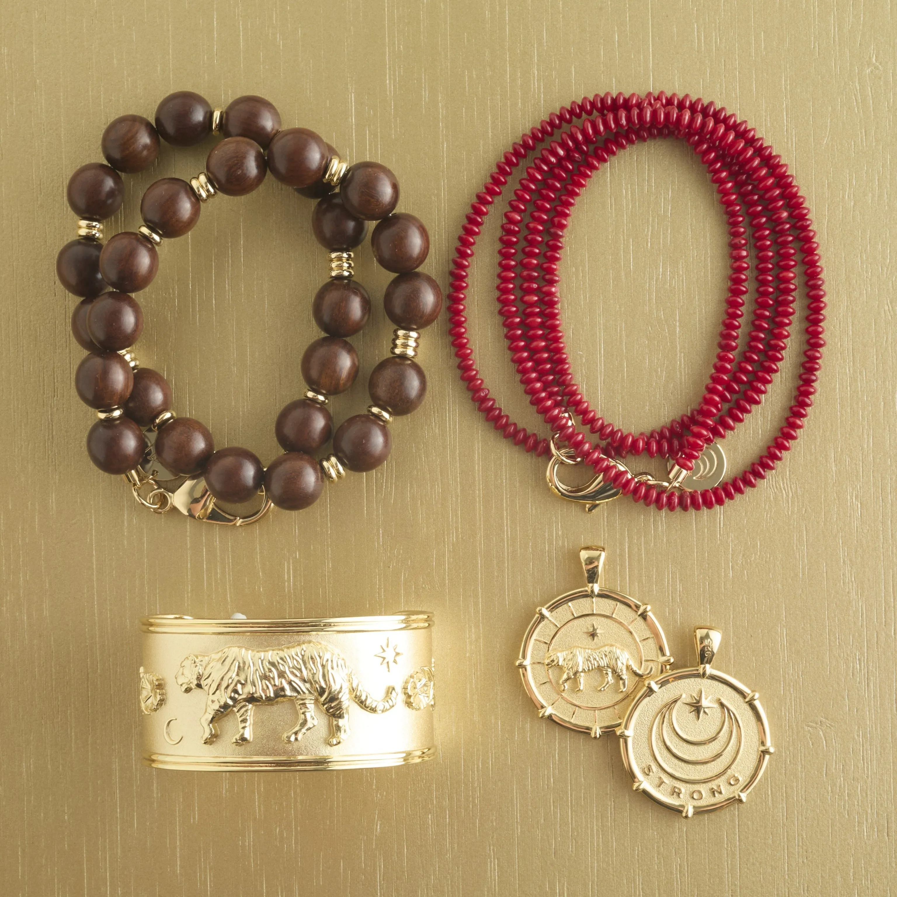 Wood and Gold Beaded Necklace sold by Jane Win product image thumbnail 3