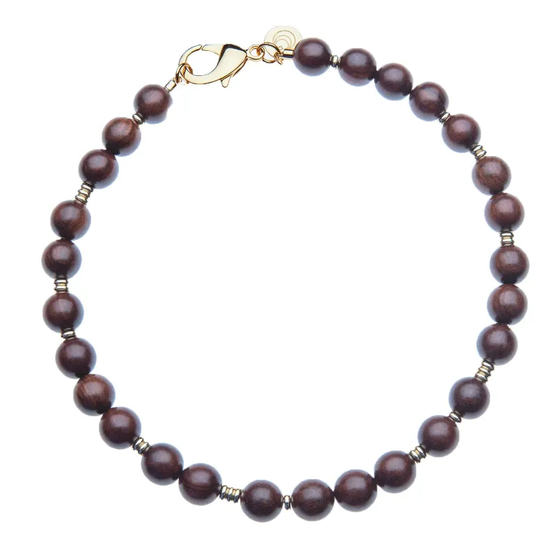 Wood and Gold Beaded Necklace sold by Jane Win