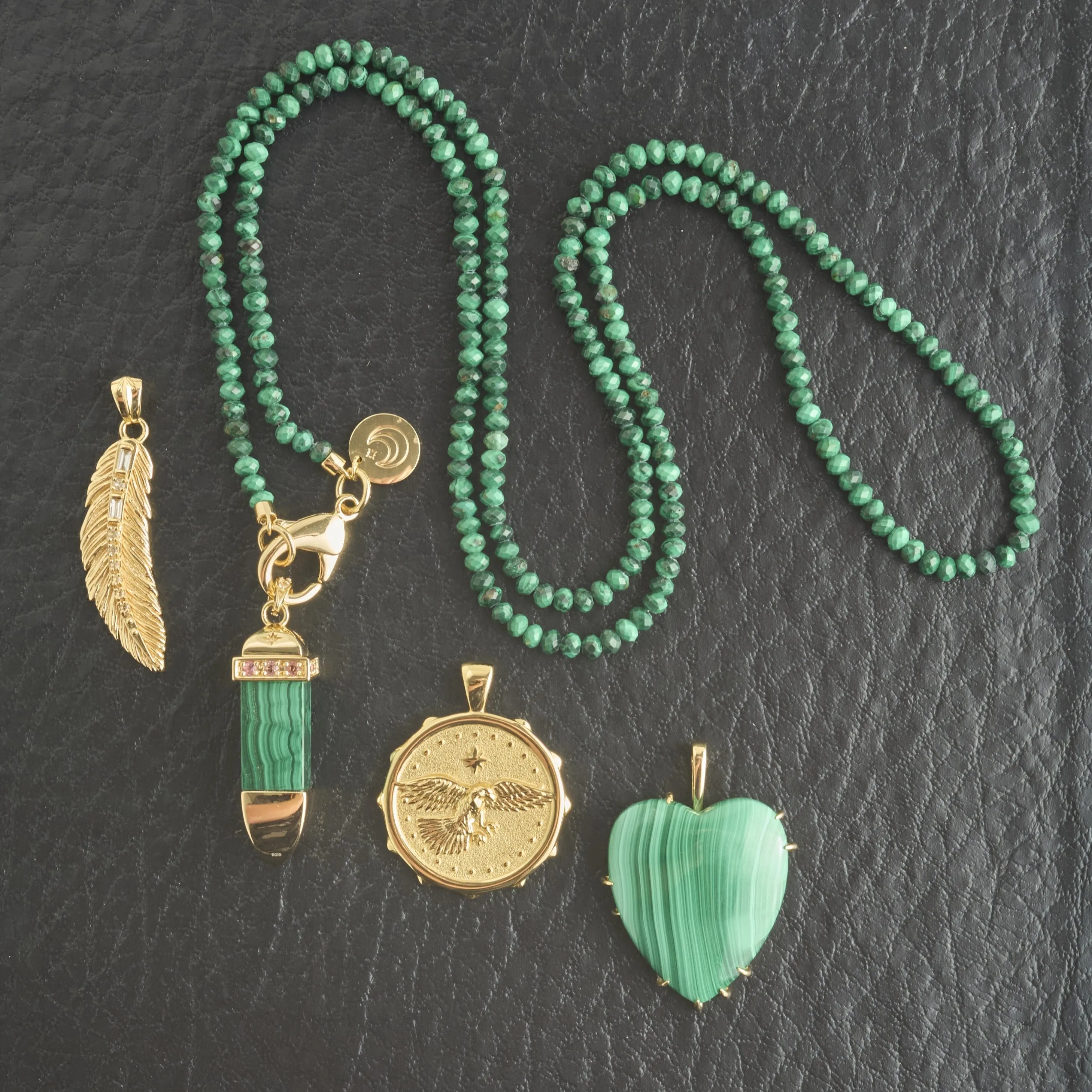 STRONG Malachite Carved Sun Ray Pendant sold by Jane Win product image thumbnail 4