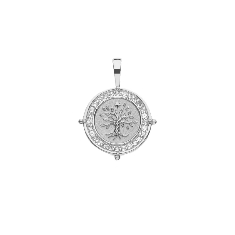 FAITH Petite Embellished Coin in Silver sold by Jane Win