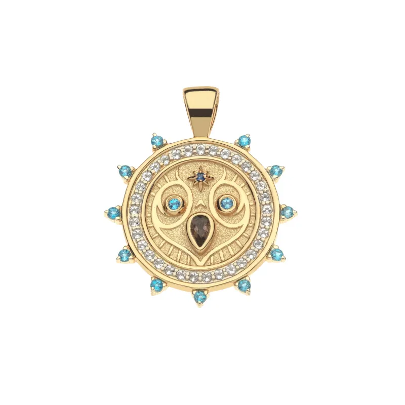 GRACE Owl JW Small Embellished Pendant Coin sold by Jane Win
