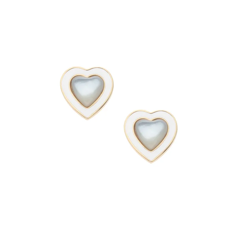 LOVE Petite Enchanted Heart Earrings in Mother of Pearl sold by Jane Win