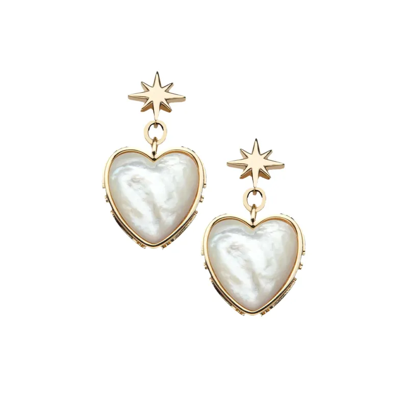 LOVE From the Heart Earrings in Mother of Pearl sold by Jane Win
