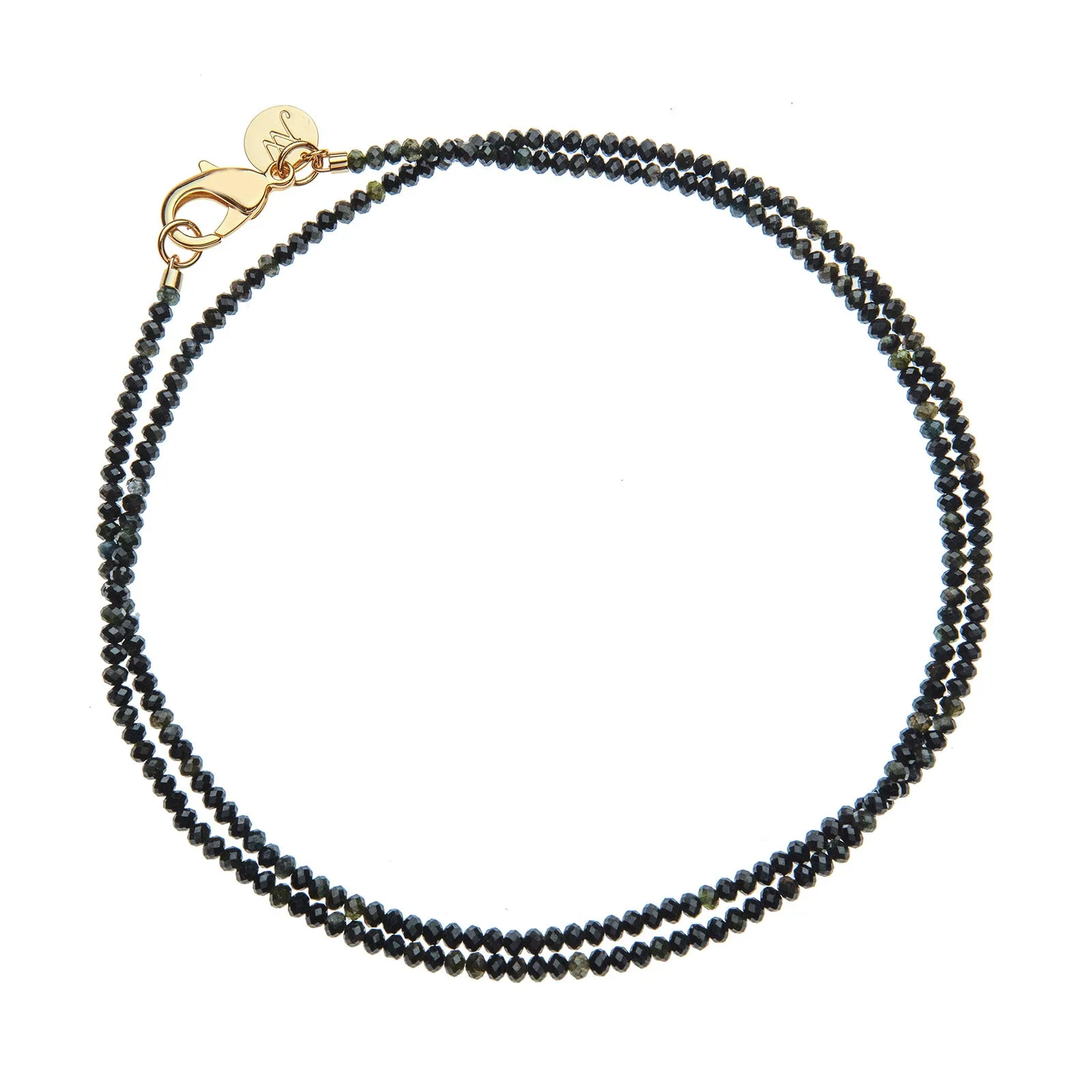 Double Wrap Diamond Cut Beaded Necklace in Black Agate sold by Jane Win