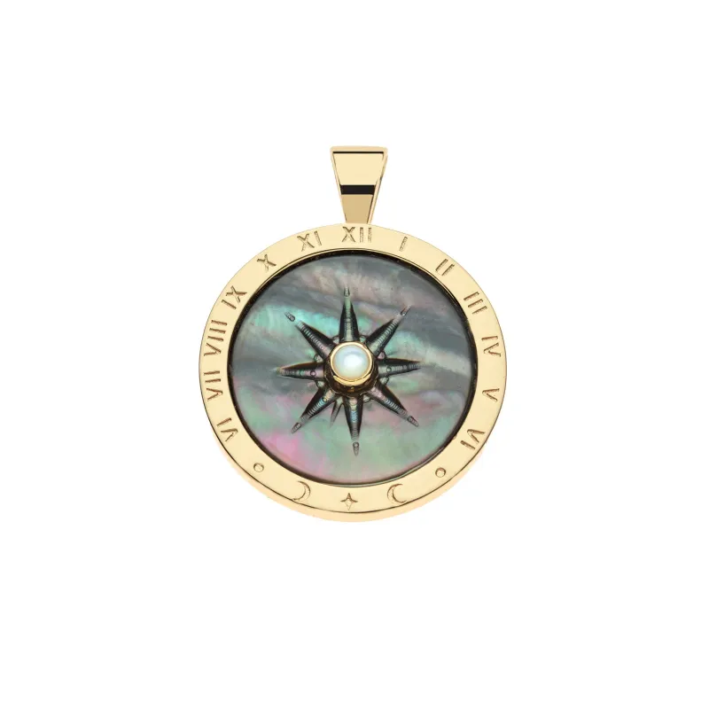 FOREVER Sundial Carved Black Mother of Pearl Pendant sold by Jane Win