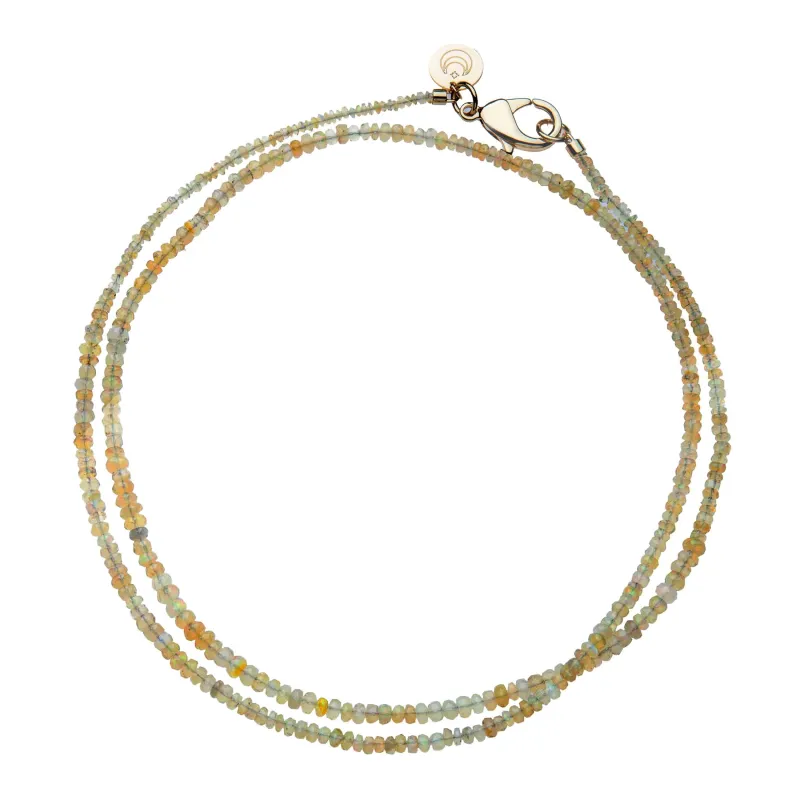 Double Wrap Diamond Cut Beaded Necklace in Mocha Opal sold by Jane Win